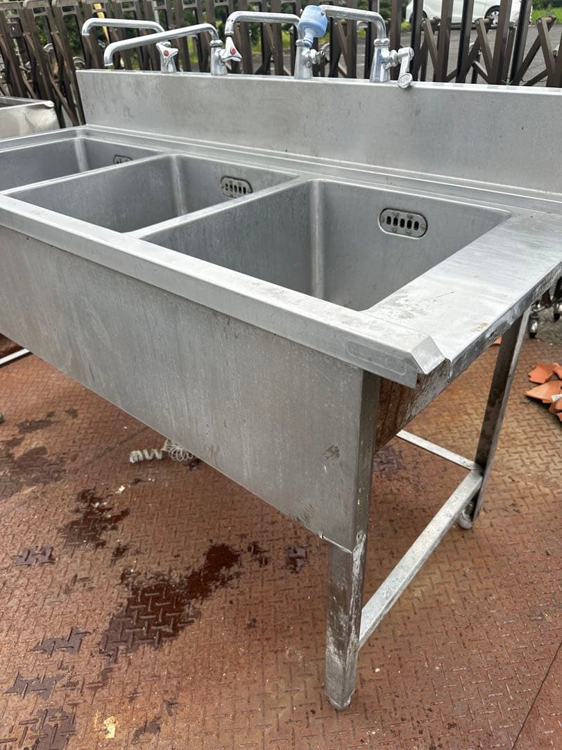 3槽シンク 1500×670×960 3層流し台 中古厨房