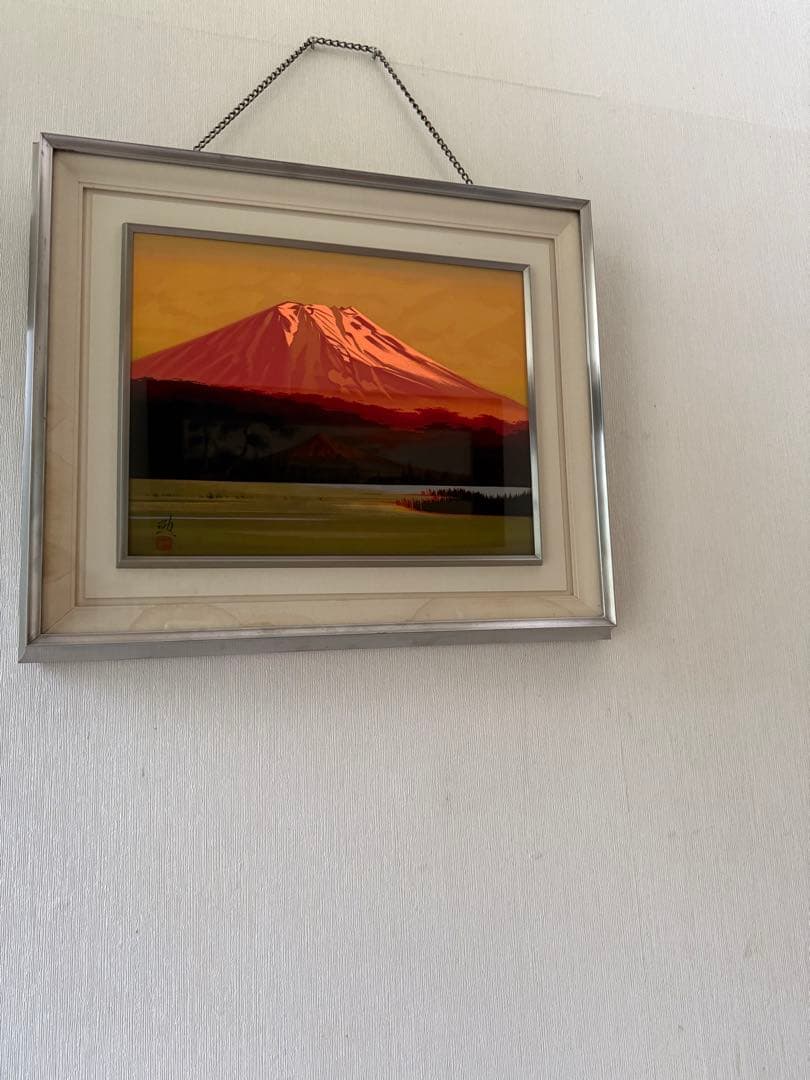 富士山 日本画 銀色フレーム