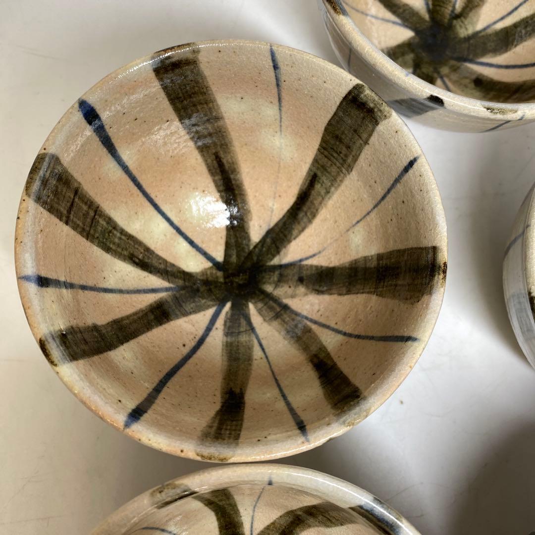 蕗窯　小松功　小松華功作　絵瀬戸筋文小碗　共箱　東さ7-1102④