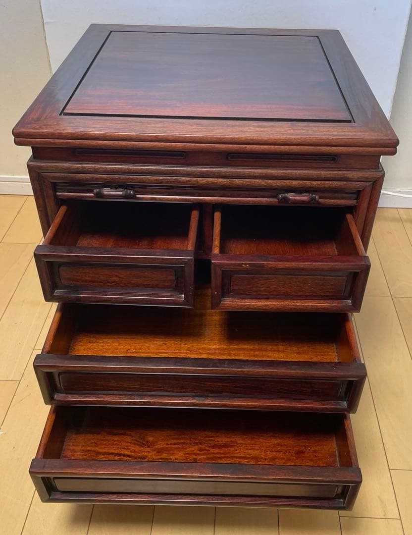 【美品】唐木家具 蛇腹扉•収納付ミニチェスト ヴィンテージ