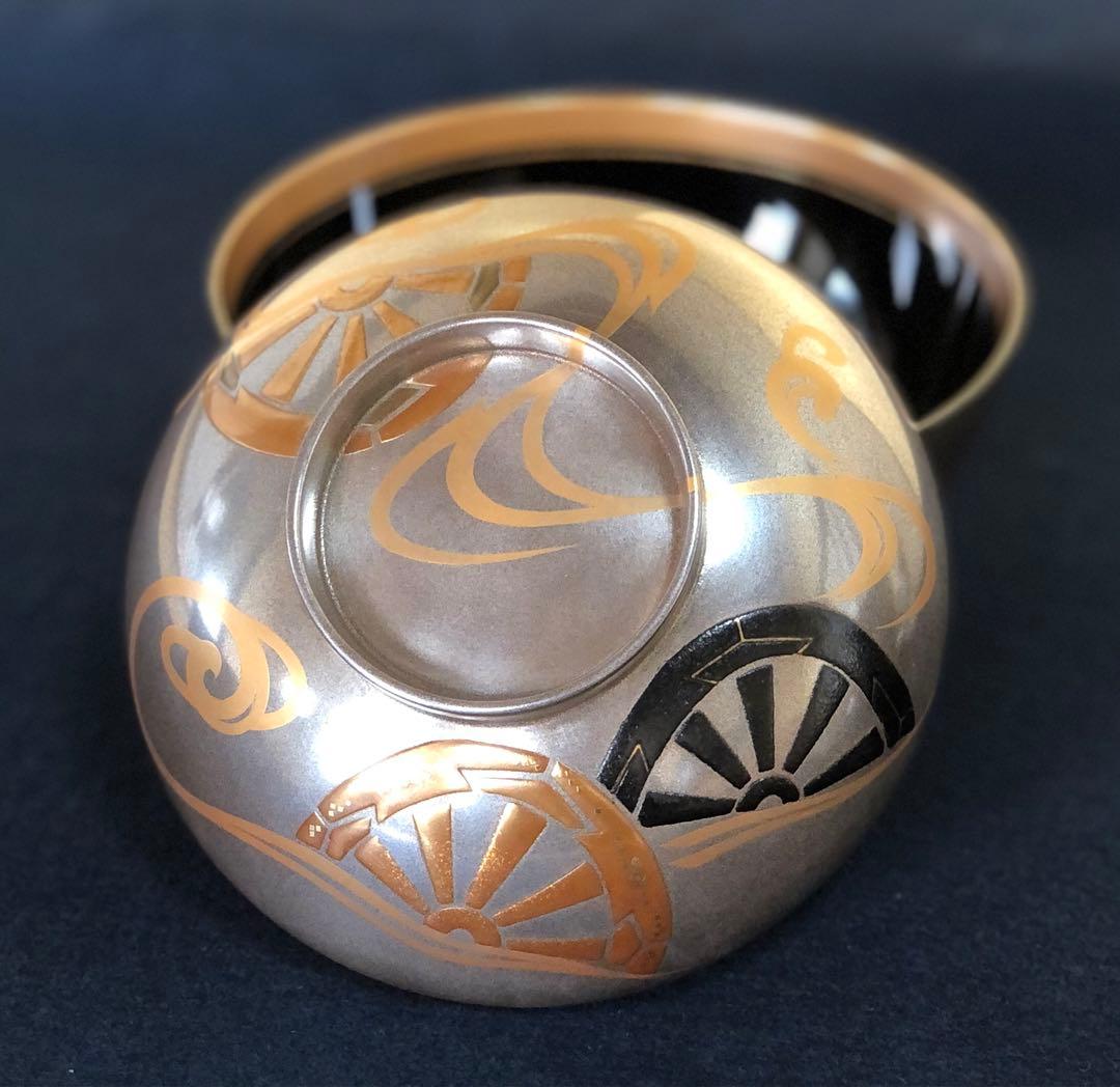 《R》輪島塗 銀地源氏車蒔絵 煮物椀5客 木製漆器 木箱 251204お3