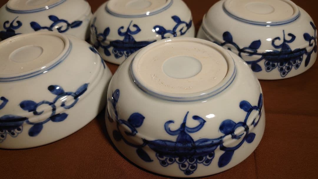 古伊万里　伊万里　なます皿　厚手　蝶の図　華の図　アンティーク伊万里　５客