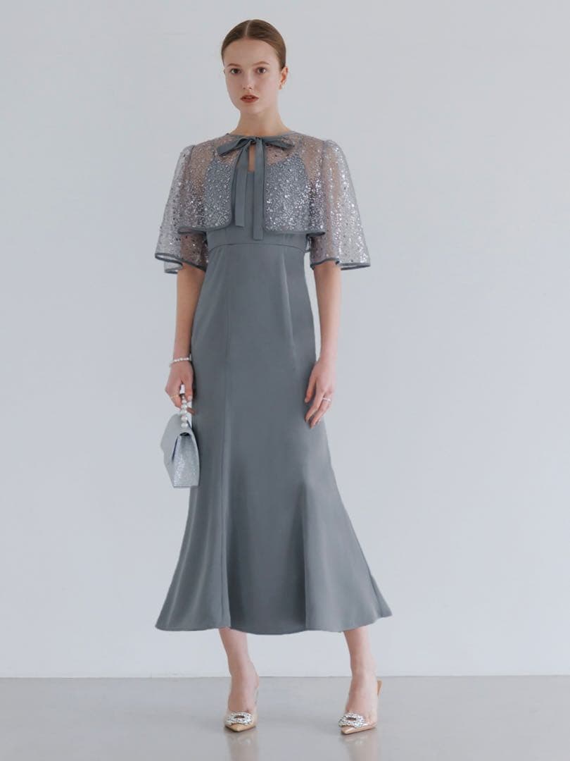 スパンコールビジューボレロマーメイドワンピースドレス結婚式パーティー二次会成人式