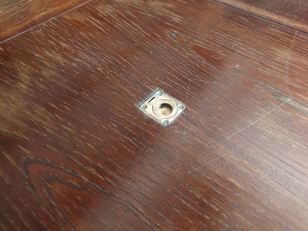 九州民芸家具　火鉢炉付卓子回転台付　ダイニングテーブル　銅製火床　囲炉裏テーブル