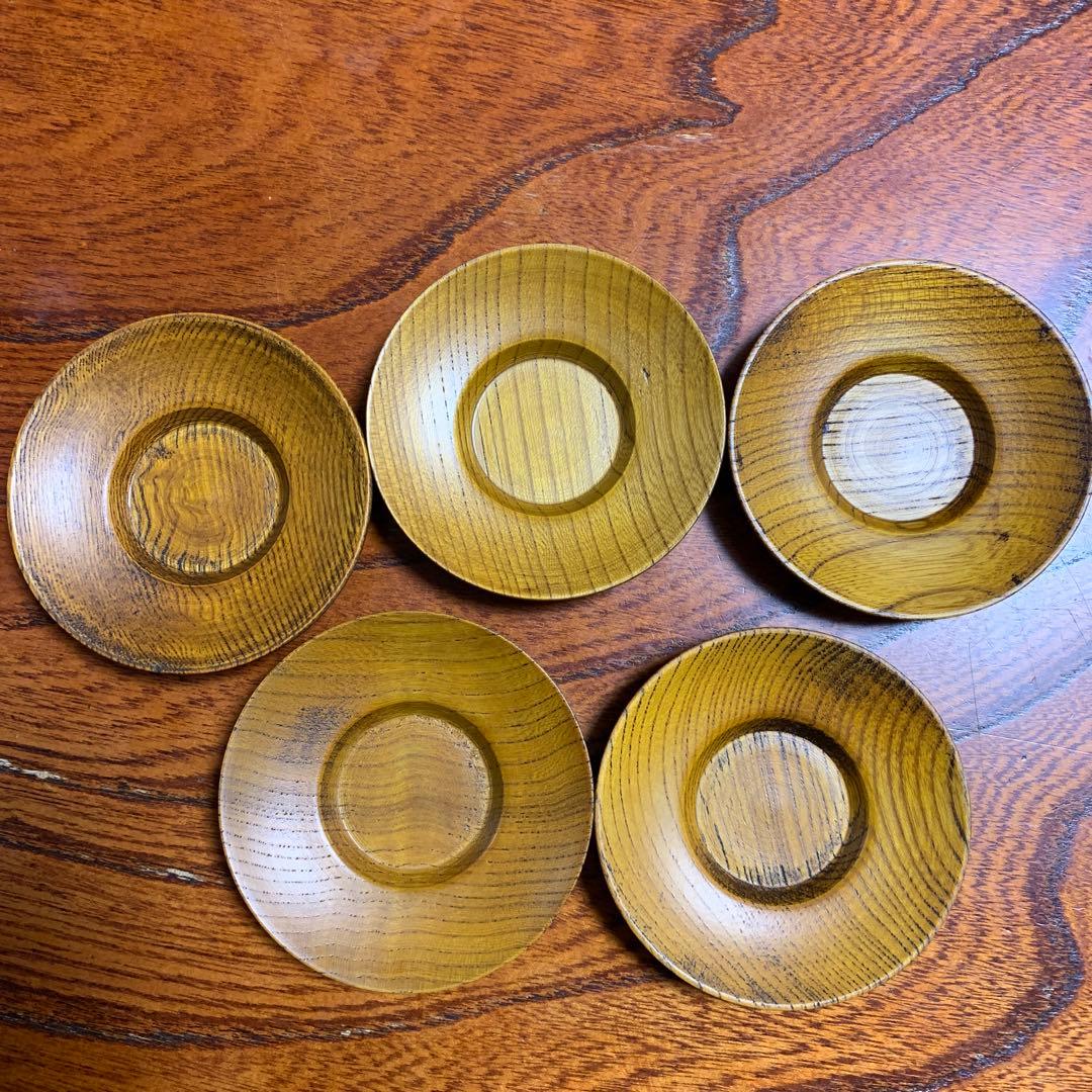 小さな常滑焼　朱泥　湯呑み５個　茶托お付けします