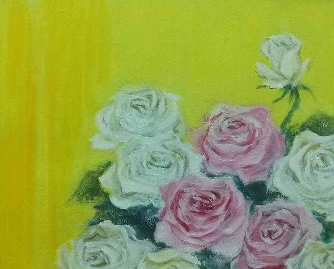 F8 「薔薇」A 油絵 油彩画 絵画 アート 静物