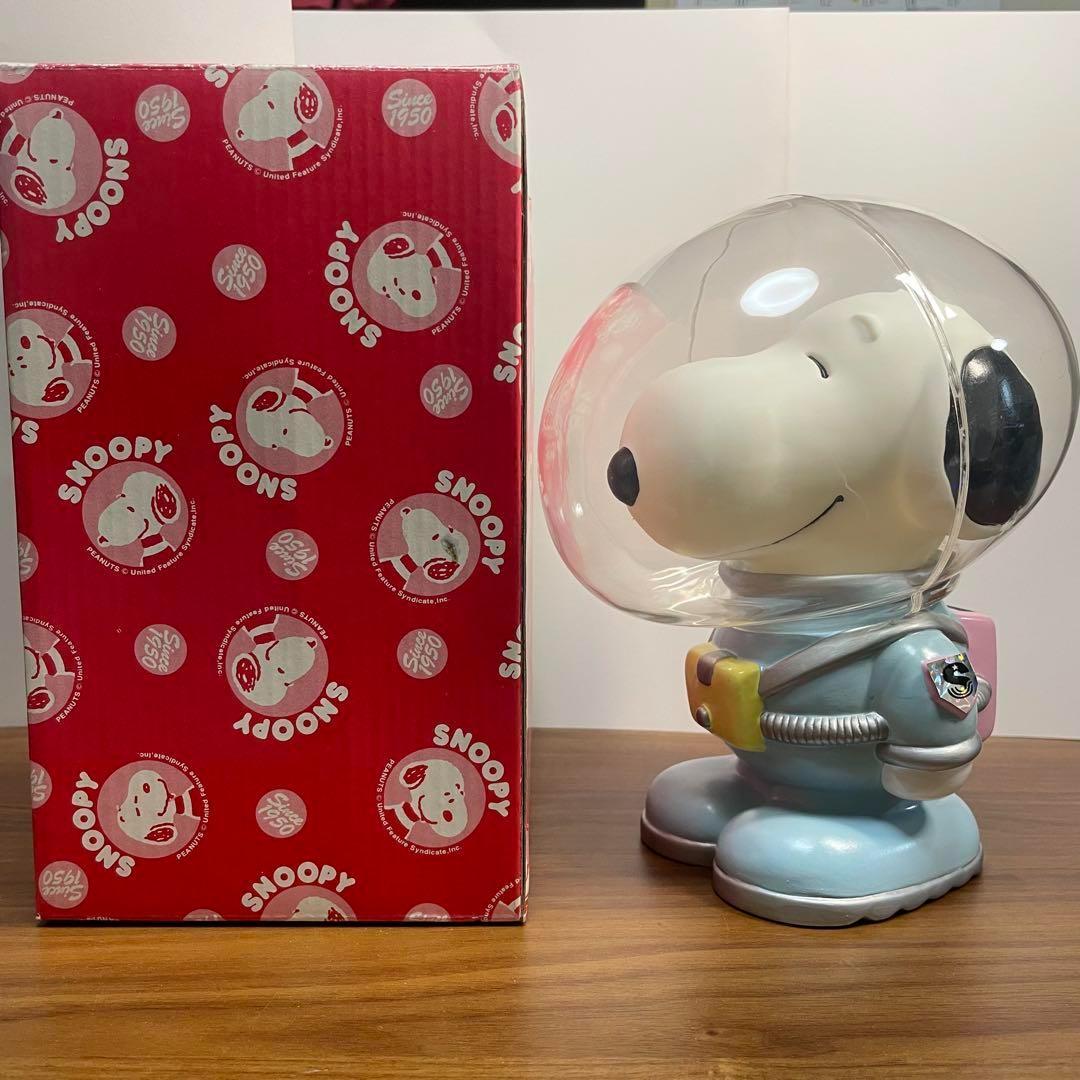 【未使用/廃盤】宇宙服スヌーピー ソフビ レトロ 貯金箱 箱付き