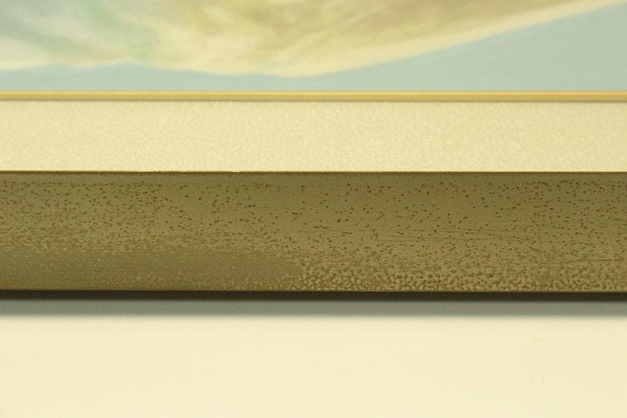 三輪晁勢作「富士」額装 共シール 金落款 金泥彩 保証 肉筆(ZE440)