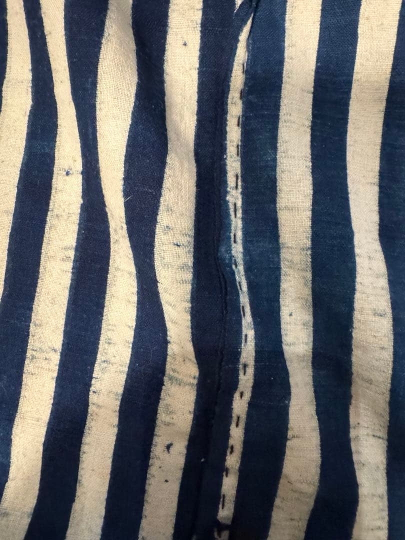 ①骨董レア品　日本　古布　藍染木綿　6m超　東北馬飾り　コレクター　リメイク材料