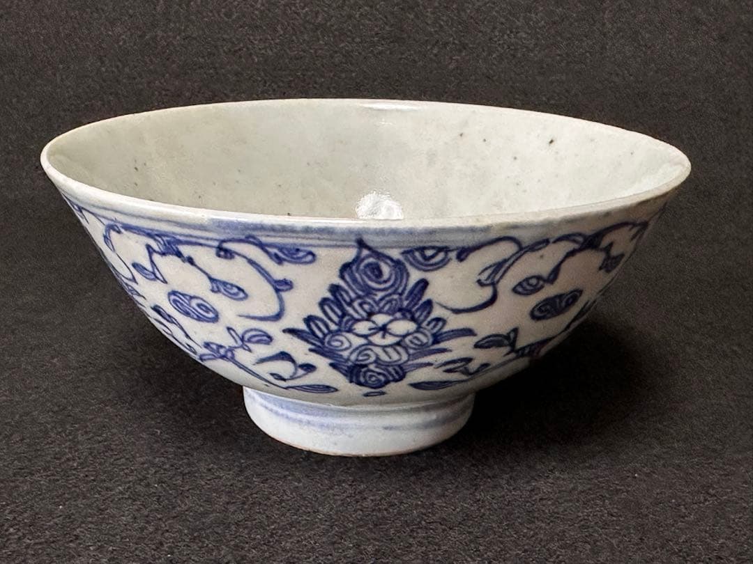 清時代　染付唐草花文大碗　直径約16.5cm 中国美術　古美術　美品