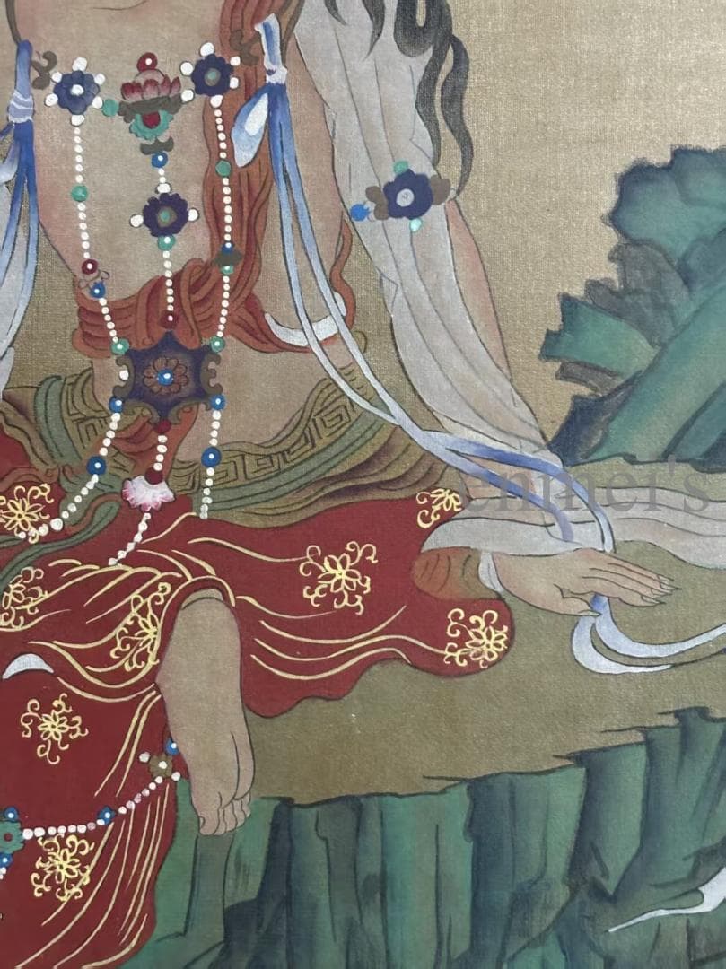 中国古美術 近代 丁観鵬 観音菩薩 掛軸 水墨画 肉筆 中国書画 古美味 中堂画