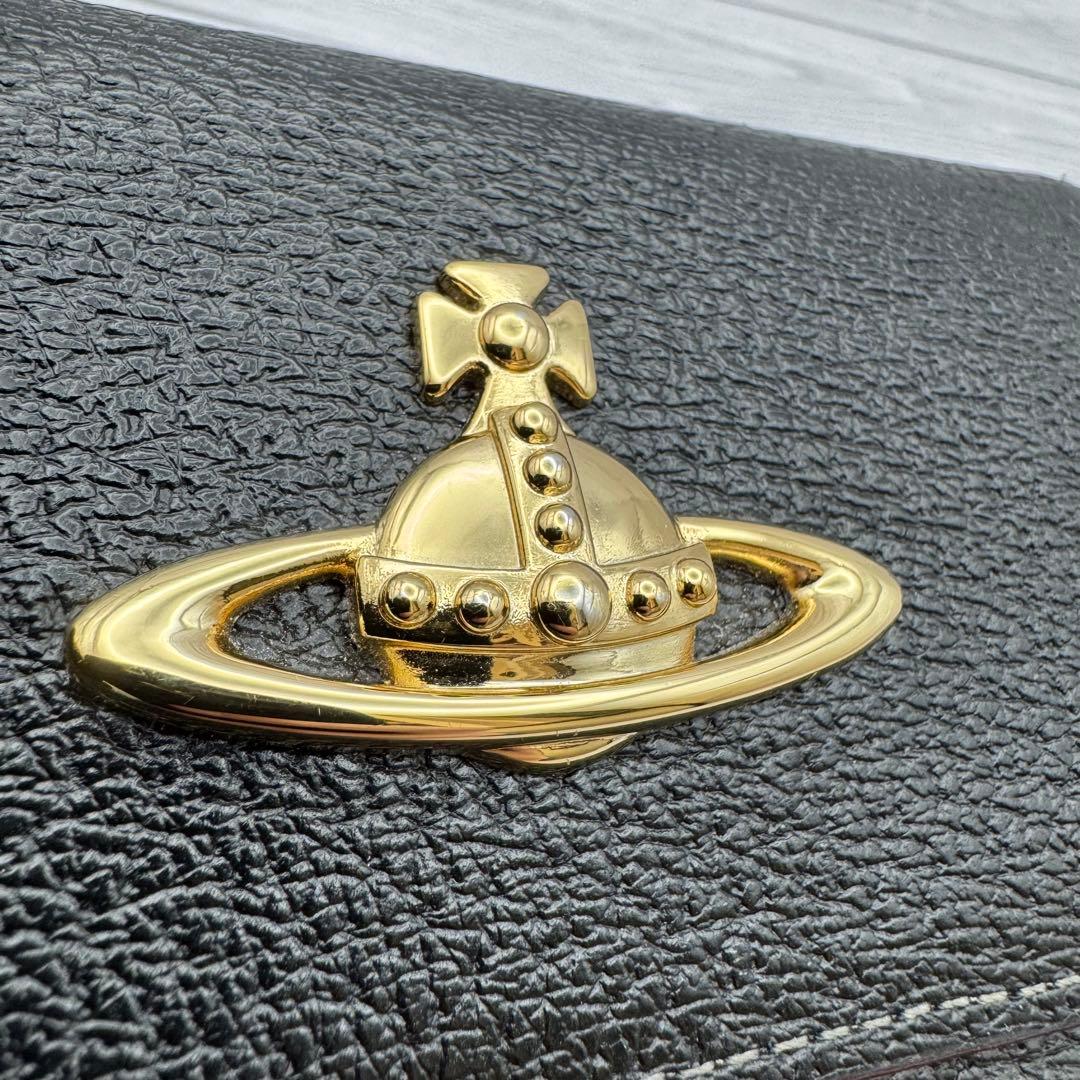 【極美品】ヴィヴィアンウエストウッド 三つ折り財布 がま口　レザー ブラック