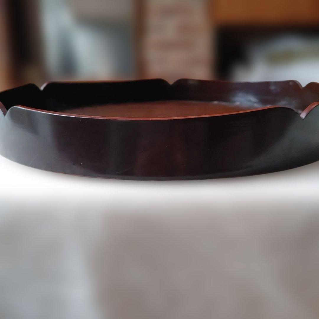 値下げ　花形盆　真塗　木製　茶道具　約29cm
