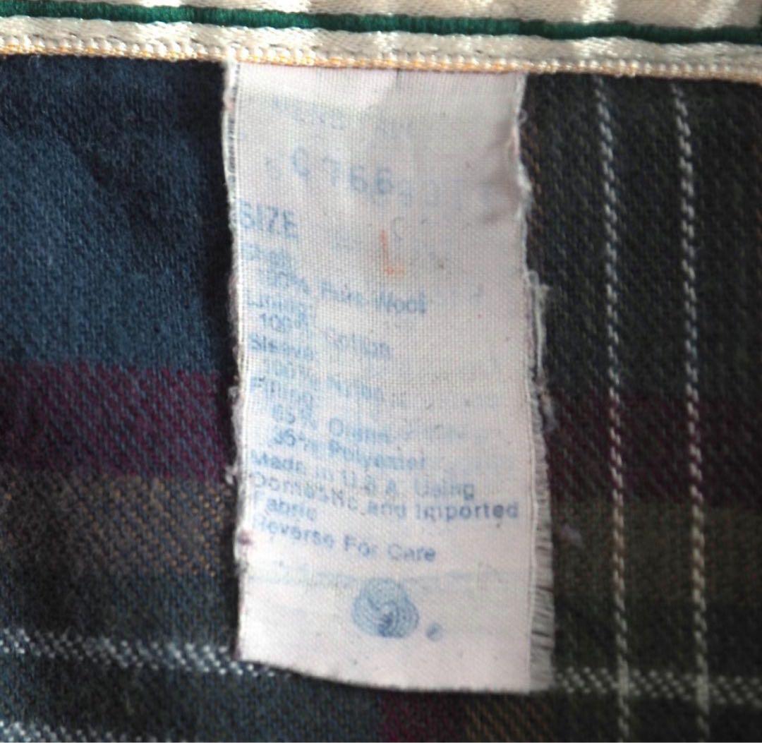 エルエルビーン　USA製　ウールジャケット　ネイビー　裏地チェック