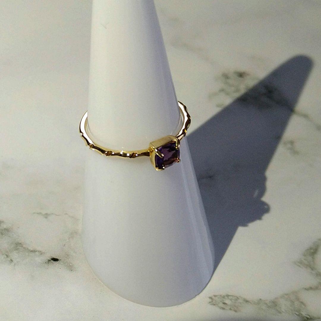 美品【ノワールドプーペ】アメジスト K10 スクエアリング 9号 アガット好きな