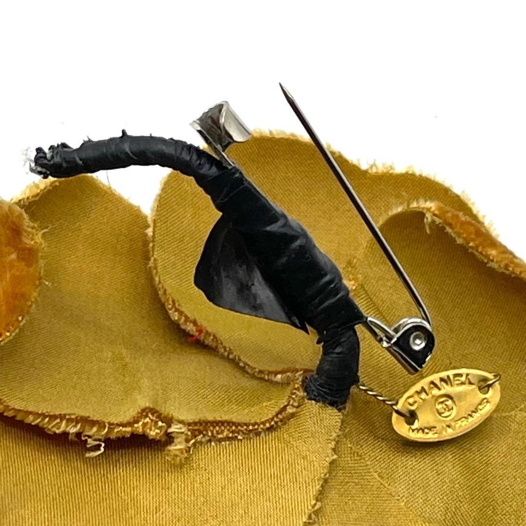 CHANEL シャネル カメリア コサージュ ピンブローチ ベロア キャメル