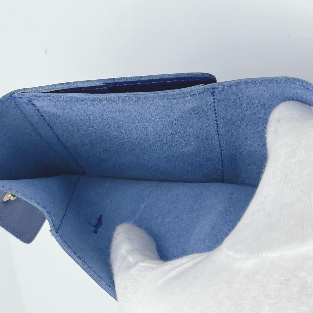 現行極美品　イルビゾンテ 二つ折り財布 レザー ブルー コンパクトウォレット