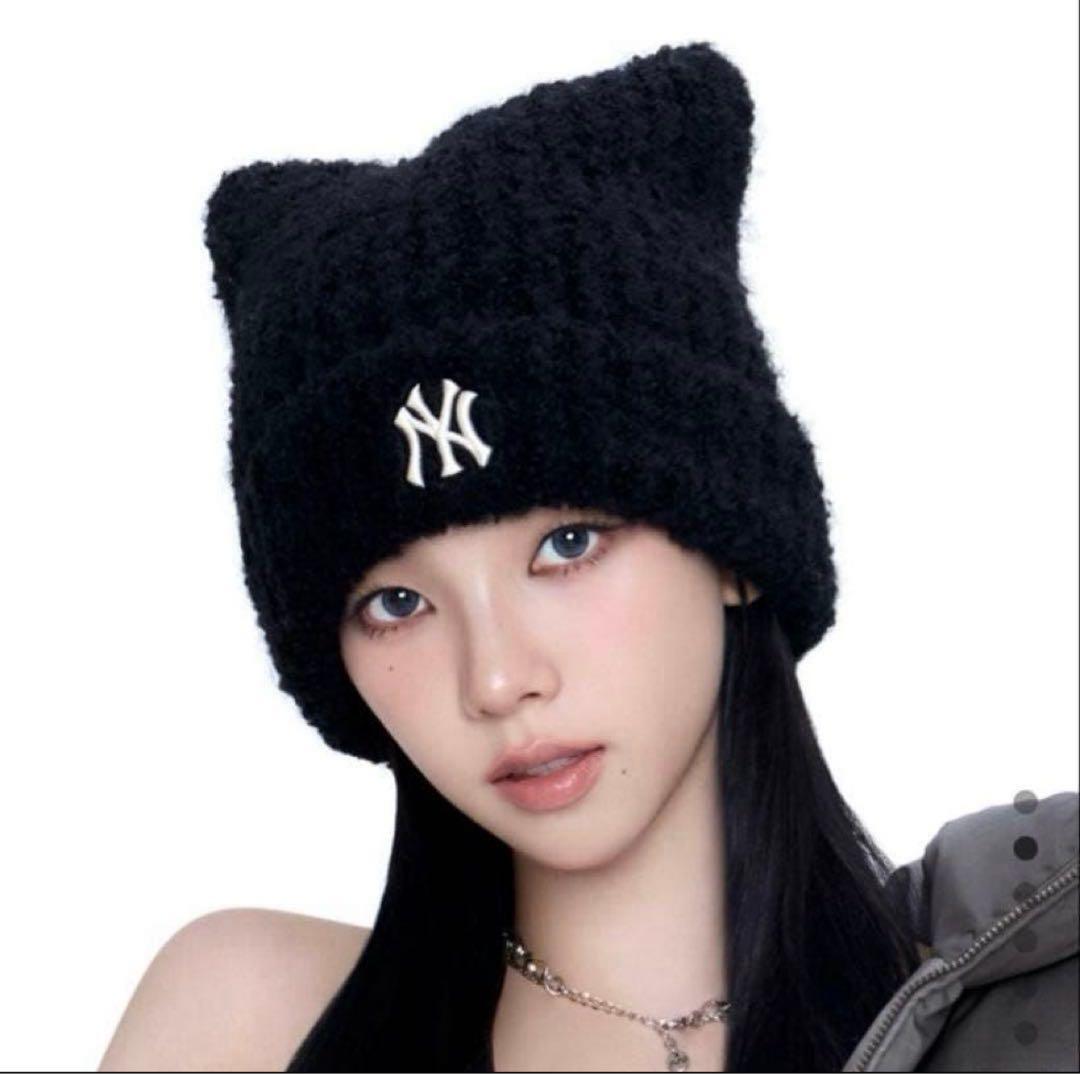 ラスト1点　韓国　MLB korea 猫耳　ニット帽　オンライン完売品