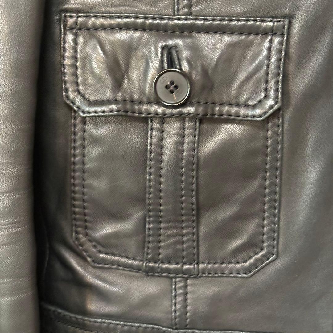 【訳あり】 スタッドオム レザージャケット ライダース 4ポケット ジップアップ