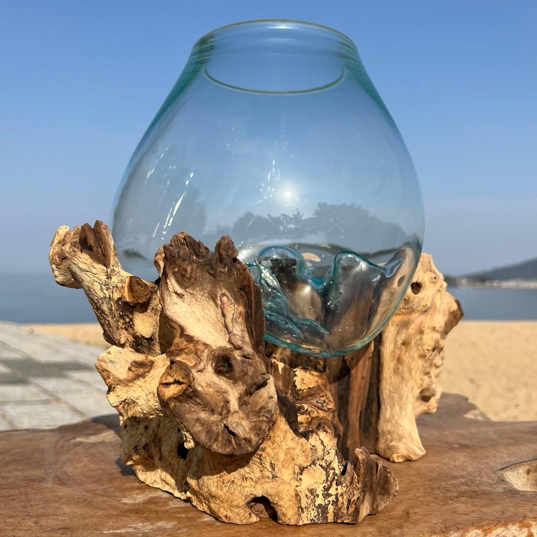 流木ガラスオブジェ特大E 花瓶 金魚鉢 テラリウム フラワーポット 水槽 アート