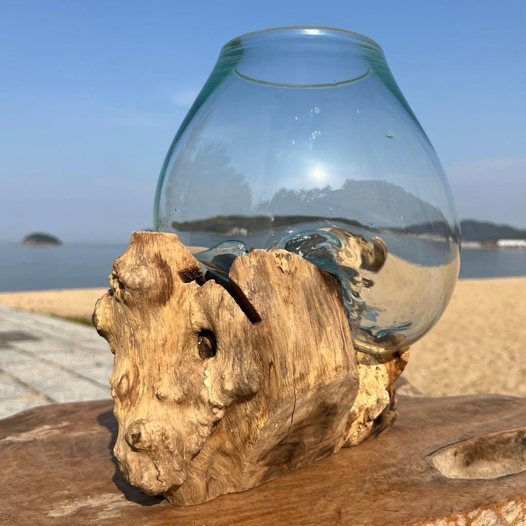 流木ガラスオブジェ特大E 花瓶 金魚鉢 テラリウム フラワーポット 水槽 アート