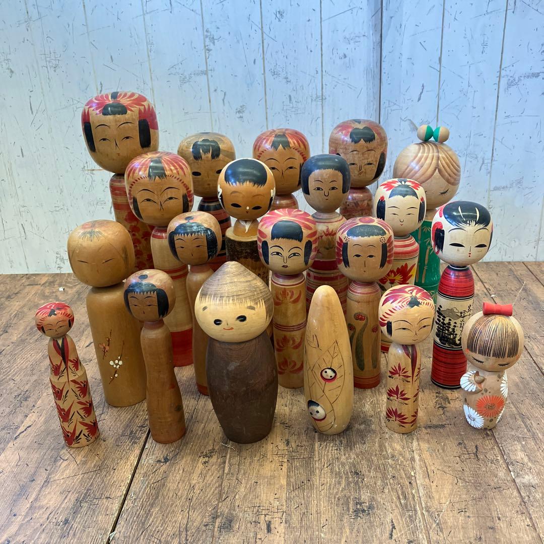 昭和レトロ こけし 小芥子 20体セット セット売り まとめ売り 木製 郷土人形