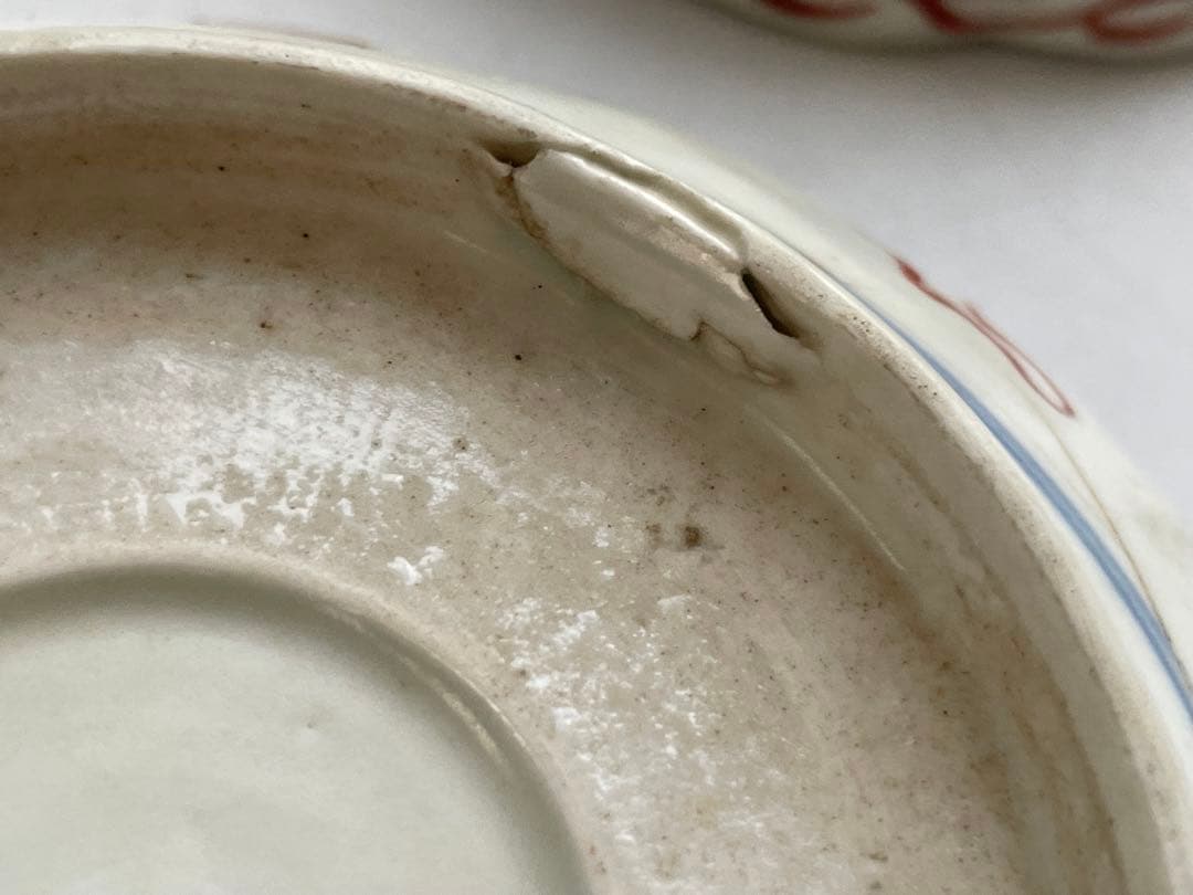 骨董　アンティーク　古伊万里　色絵　花唐草文様　膾皿　なます皿　2枚