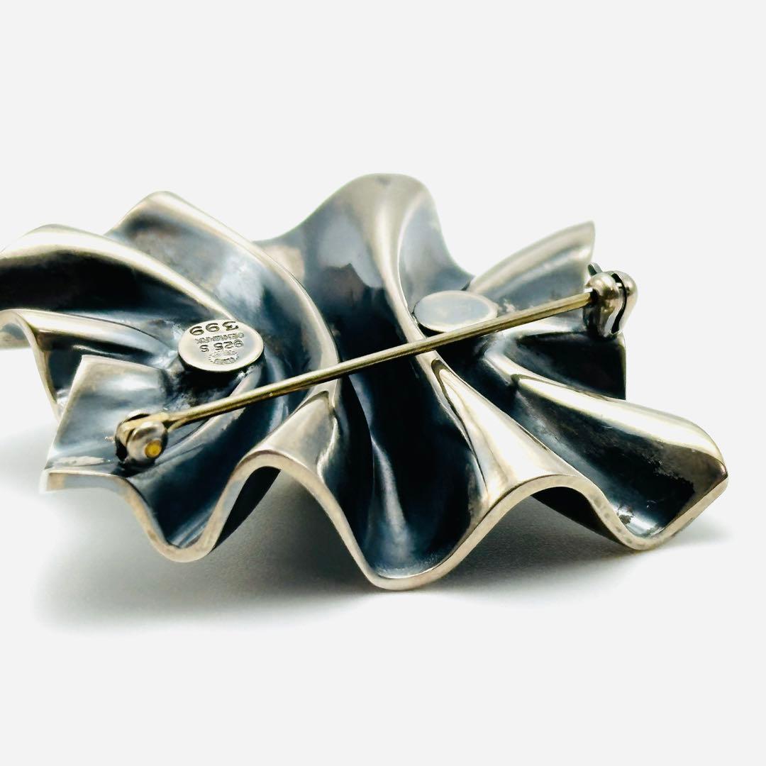   399 ギャザー　シルバーブローチ　925 燻　コンビ