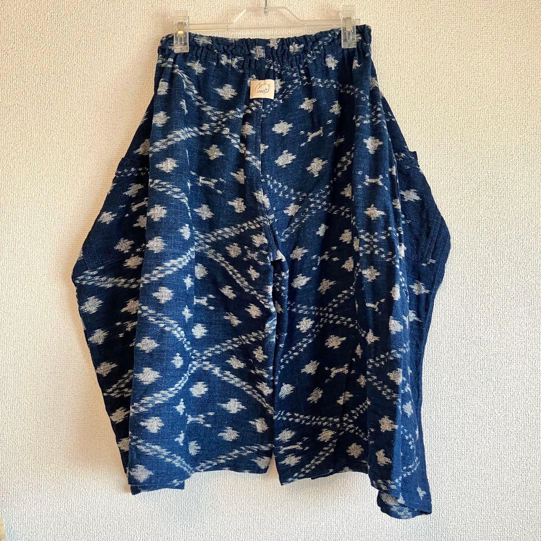 sorairo★うさとの服 藍染風・ヘンプ混 イカパンツ／巻きスカート風