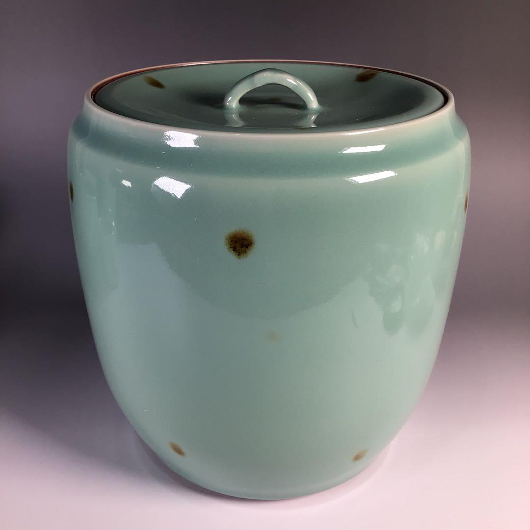 Ｍ１４６　皆具　『平安祥堂造』『飛青磁』『水指　建水　蓋置　杓立』　共箱　茶道具