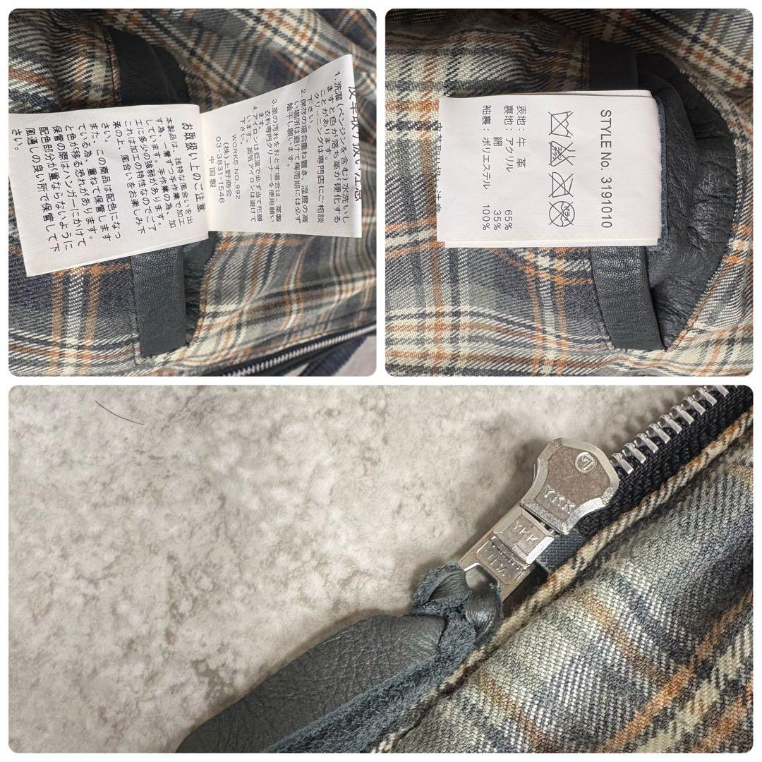 ショット　 Schott シングル　レザー ライダースジャケット　L カーキ