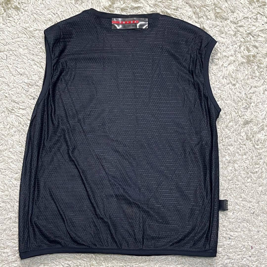 極美品　プラダスポーツ　ノースリーブ　Tシャツ　コットン100%　メッシュ　黒色