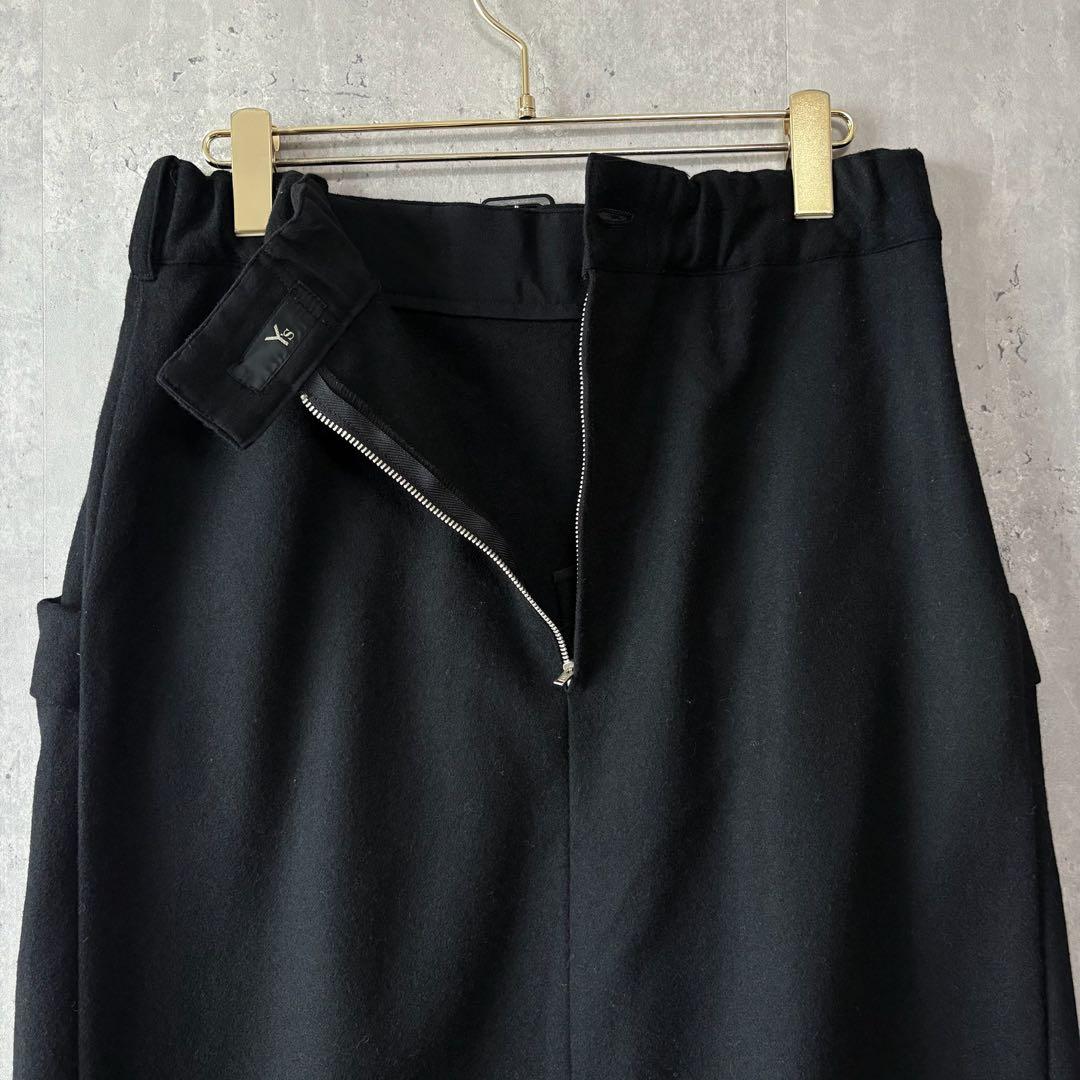 ワイズ Y's ウールナイロンフレアスカート 黒 ベルトデザイン　状態◎