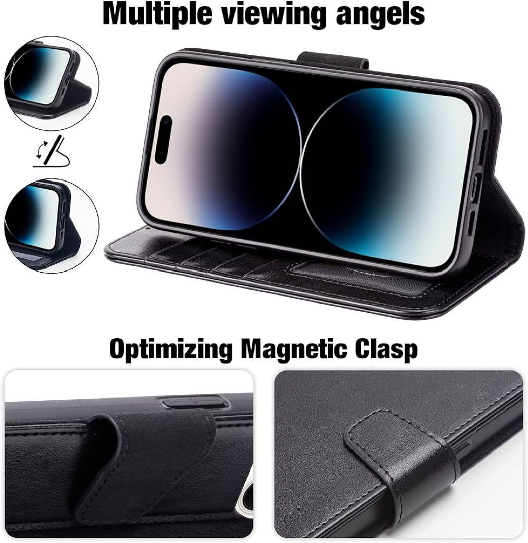 iPhone14 ProMax ケース 手帳 スマホ ブラック 財布