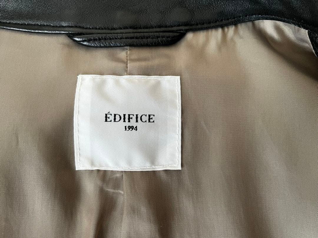 EDFICE シングルライダース　ジャケット　ラムレザー　 S