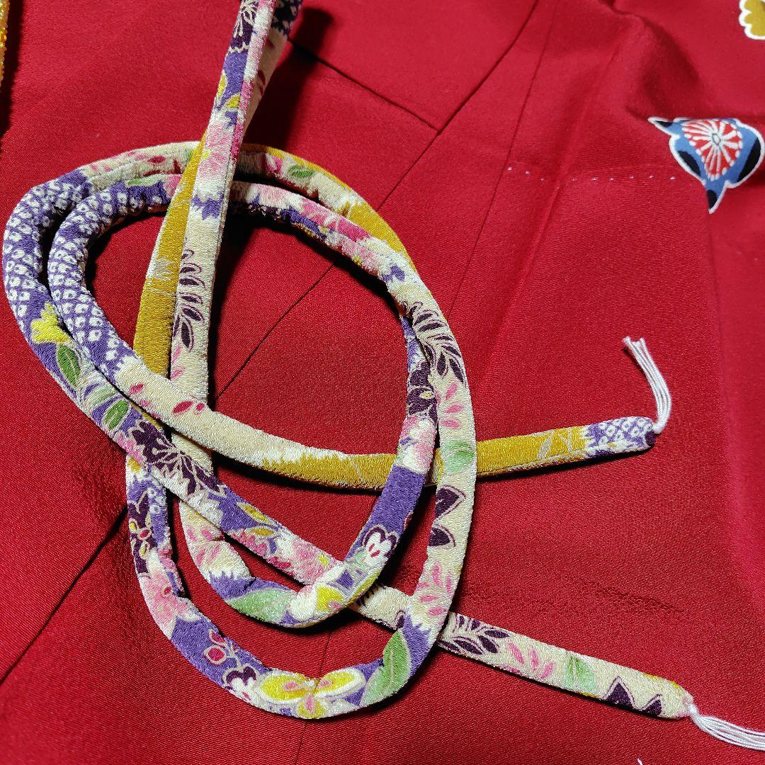 正絹 紅型調赤振袖＆長襦袢＆帯揚げ帯締めセット