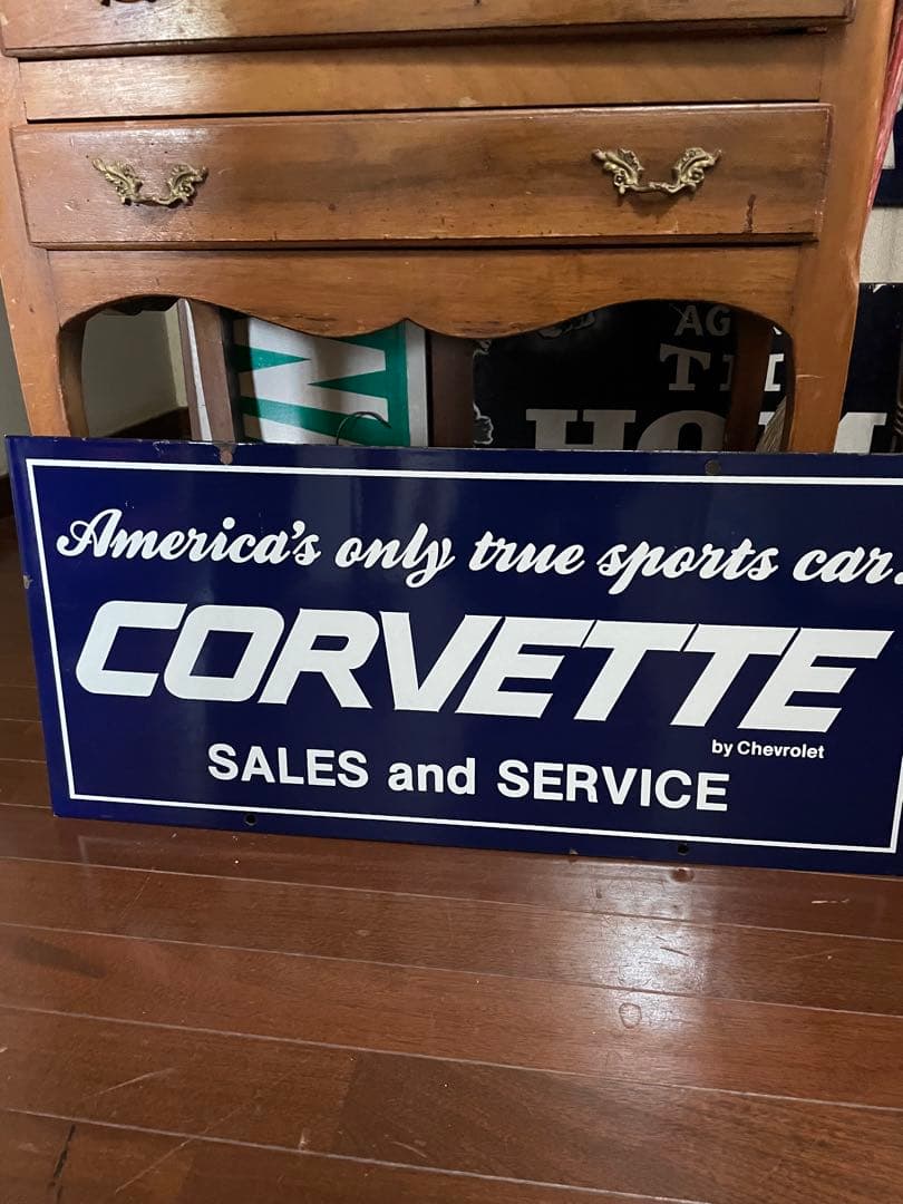 アンティーク　ホーロー　サイン　プレート看板　 　CORVETTE アメリカレア