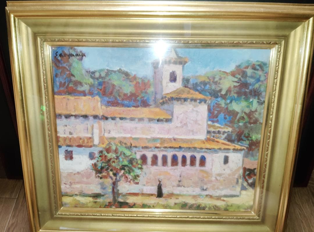 本日大特価‼️美品絵画油絵 人気画家青山誠一風景画北スペインロマネスクの僧院