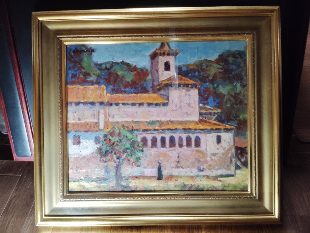 本日大特価‼️美品絵画油絵 人気画家青山誠一風景画北スペインロマネスクの僧院