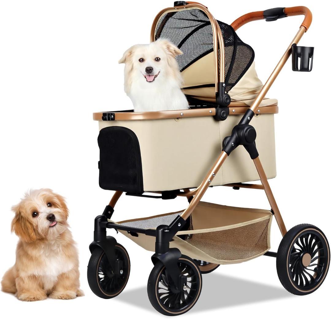 ペットカート 折りたたみ式 ベージュ 耐荷重25KG