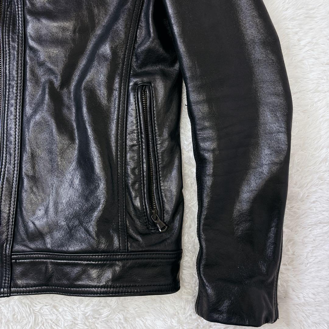 美品　キャサリンハムネット　シングルライダースジャケット　レザー　牛革　L