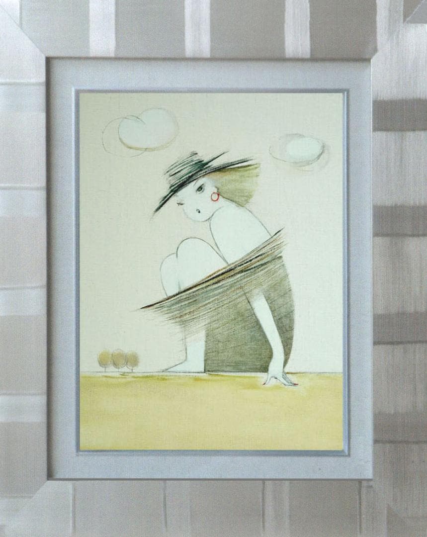 油絵 菅家令子 絵 絵画 インテリア 額付(黒) F3-041014 人物 女性