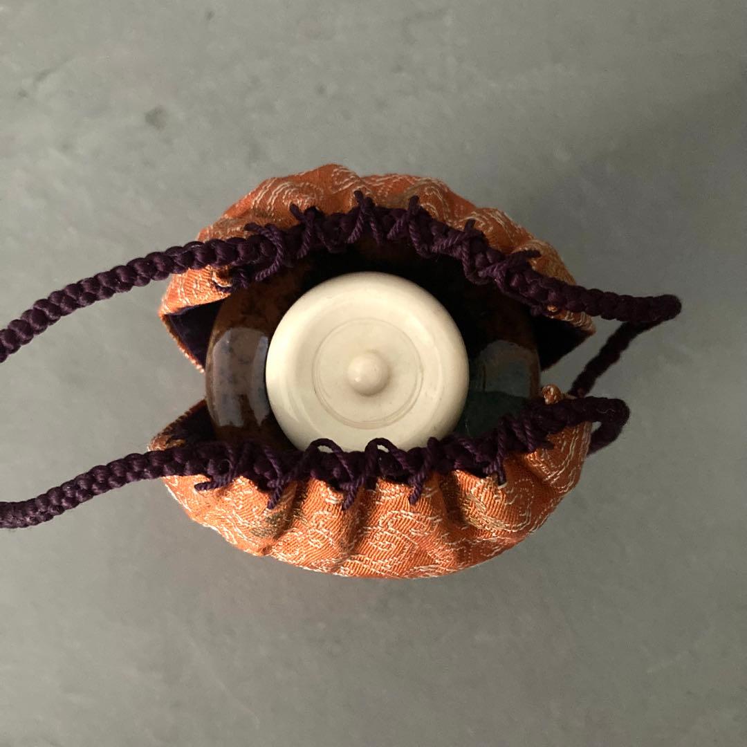 茶道具 肩衝茶入 茶入 仕覆オレンジ