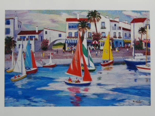 成井弘、ヴァカンス、希少画集画、新品額装付