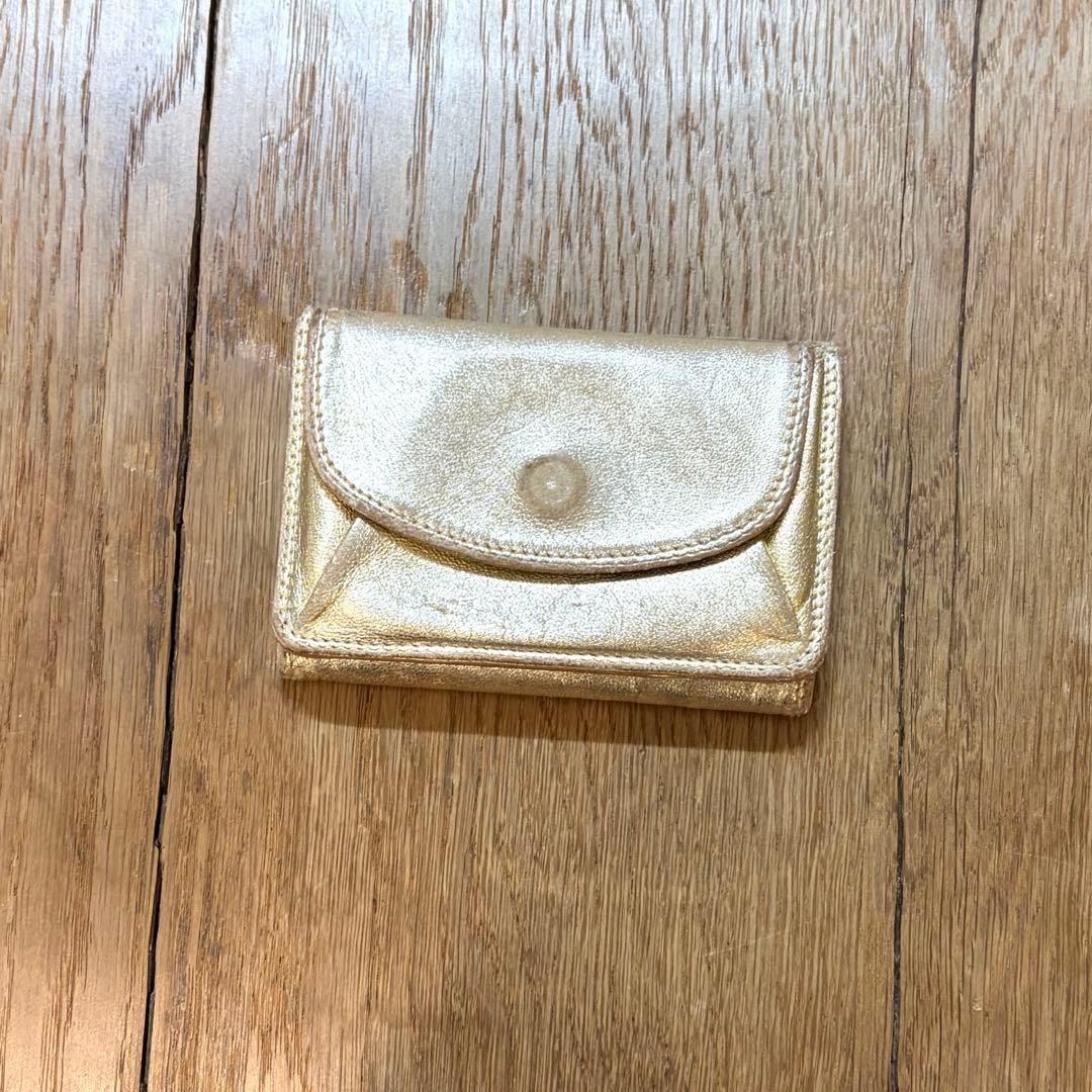 銀座和光 antonini ゴールド レザー 三つ折りミニ財布