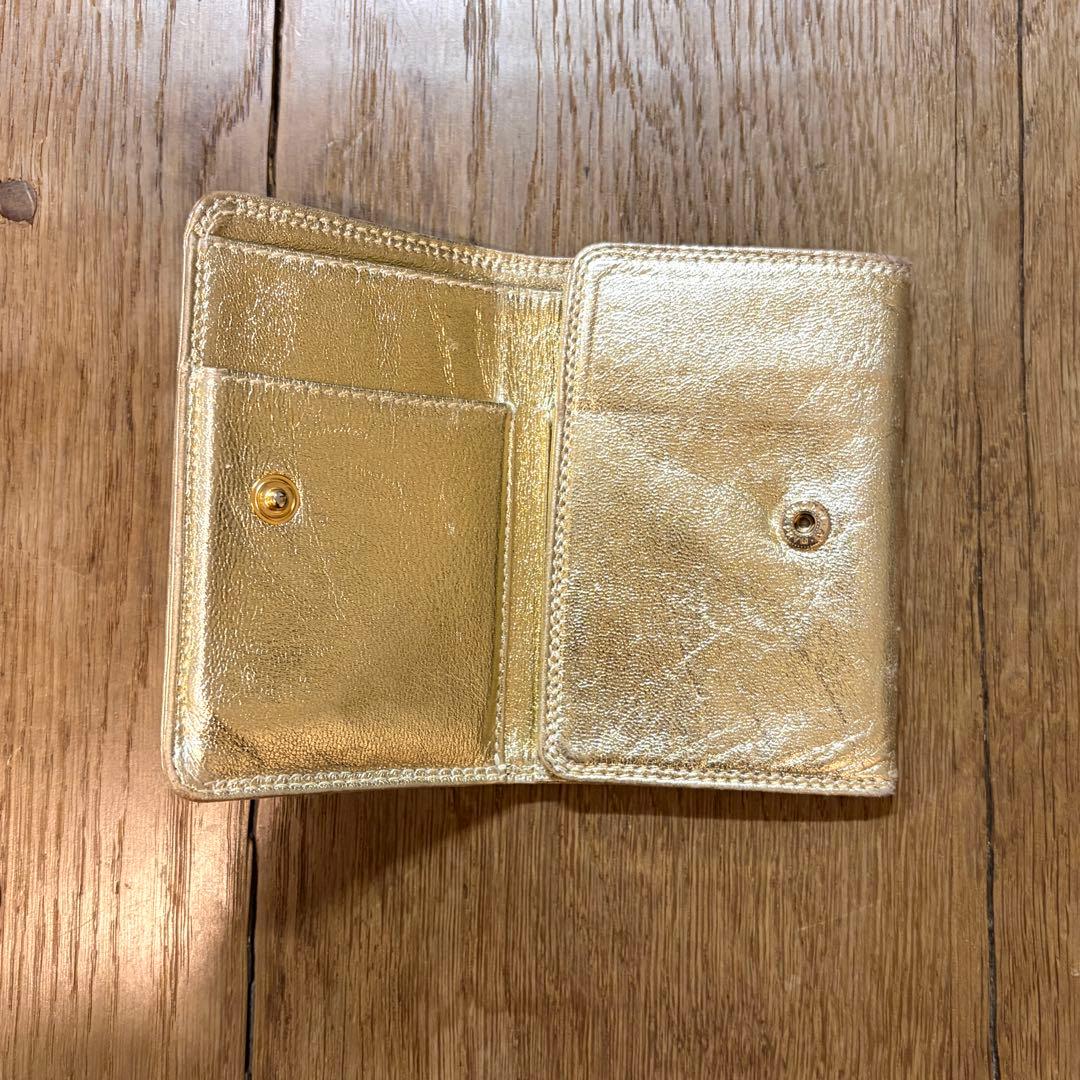銀座和光 antonini ゴールド レザー 三つ折りミニ財布