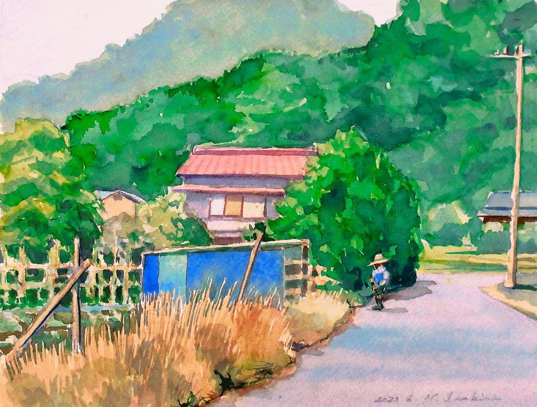 風景画 水彩画 2021年制作 F6サイズ 額装済み