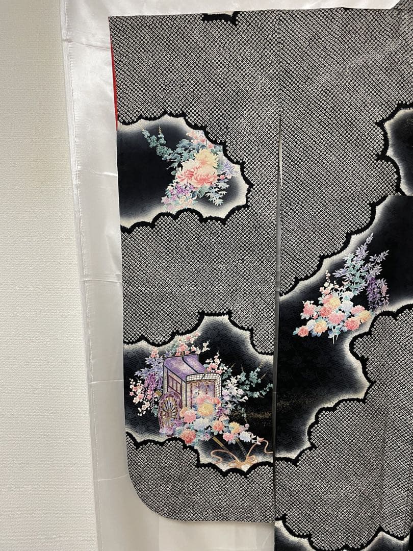 し*ん様 最終値下げ‼️早い者勝ち‼️【美品】振袖 正絹 絞り 花柄　御所車　成