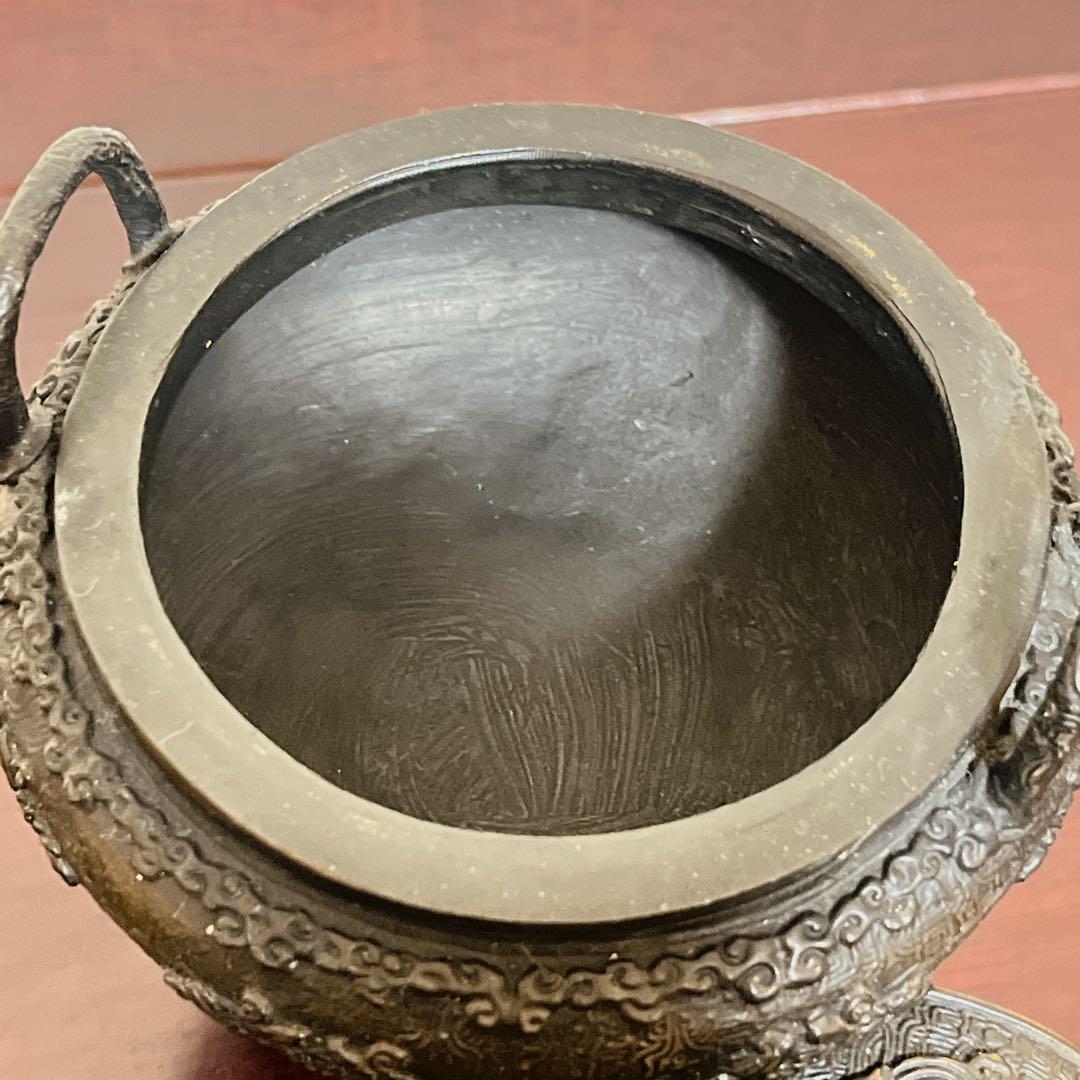 【極上品】高岡銅器 龍彫刻 香炉 青銅製 三つ足 縁起物 伝統工芸 10万円相当