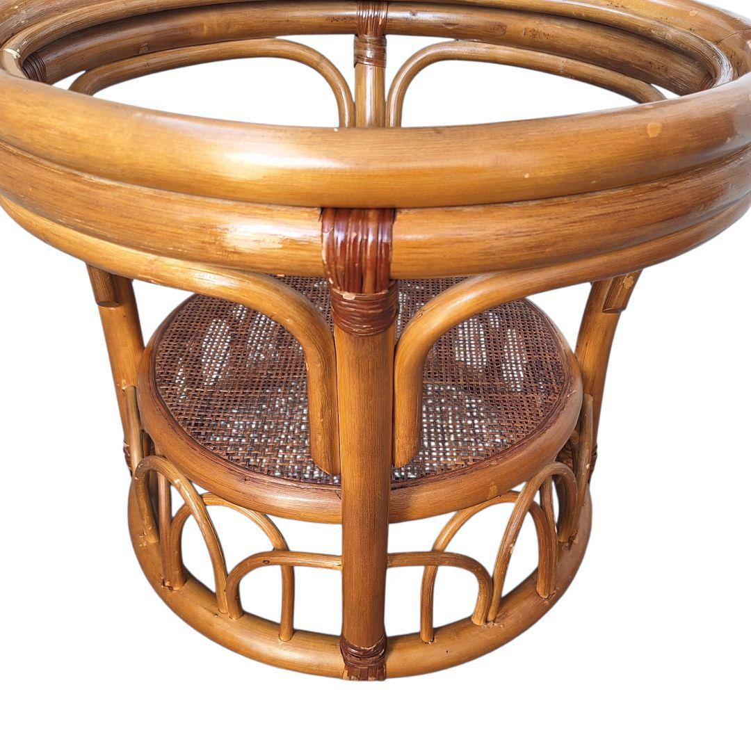 【良品】ヴィンテージ ラタン サイドテーブル ガラス